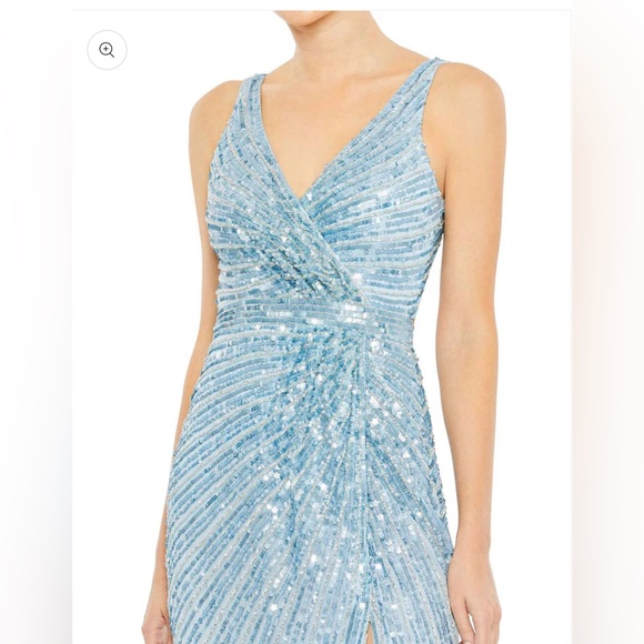 Sequined faux wrap sleeveless gown without back bow - Picture 4 of 4